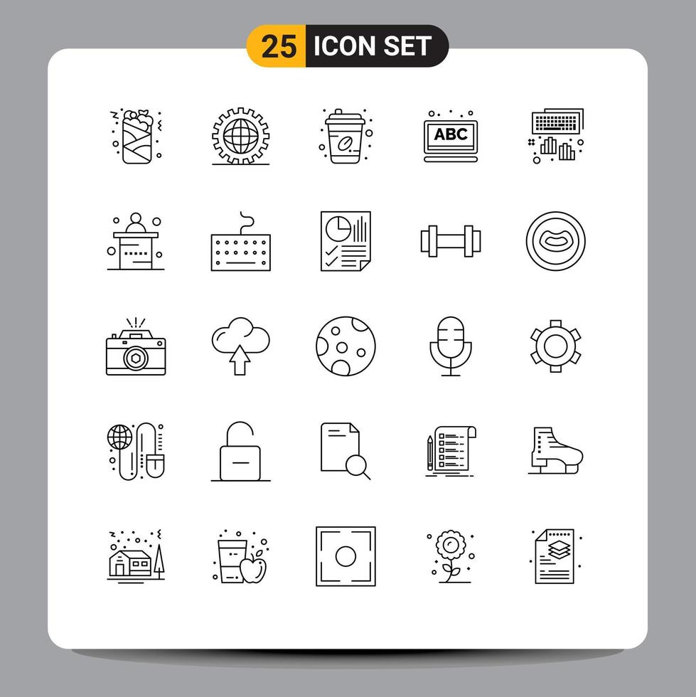 Stock Vector Icon Pack of 25 Line Signs and Symbols for hands online programing learning takeout Editable Vector Design Elements