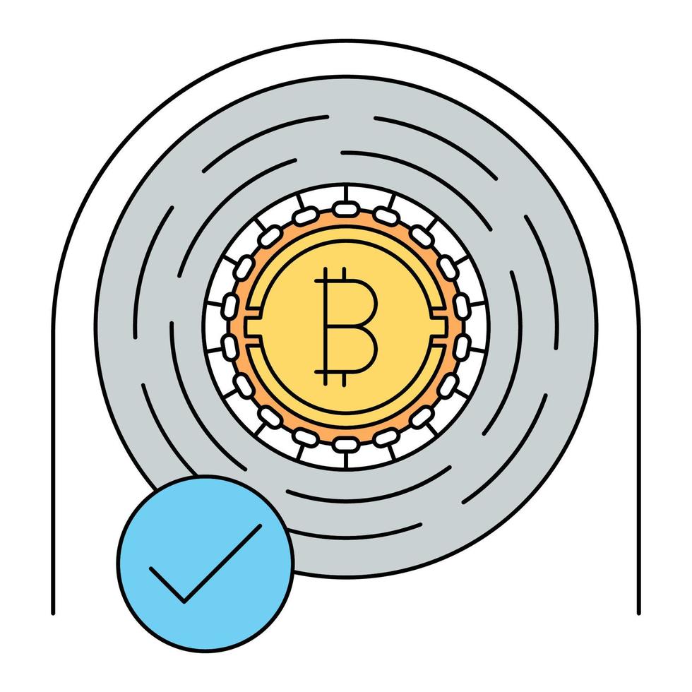checked bitcoin icon, suitable for a wide range of digital creative projects. vector