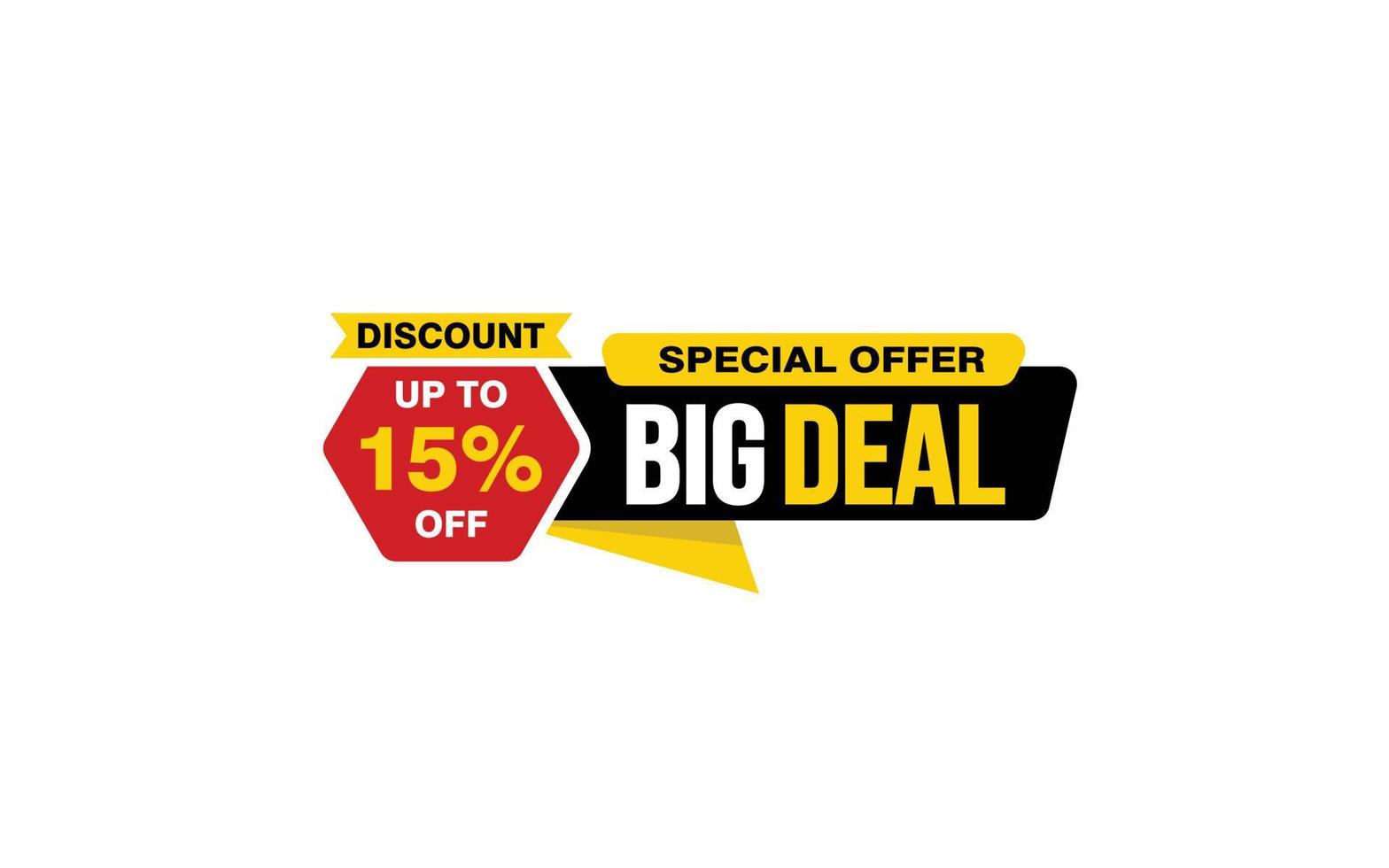 15 Percent BIG DEAL offer, clearance, promotion banner layout with sticker style. vector