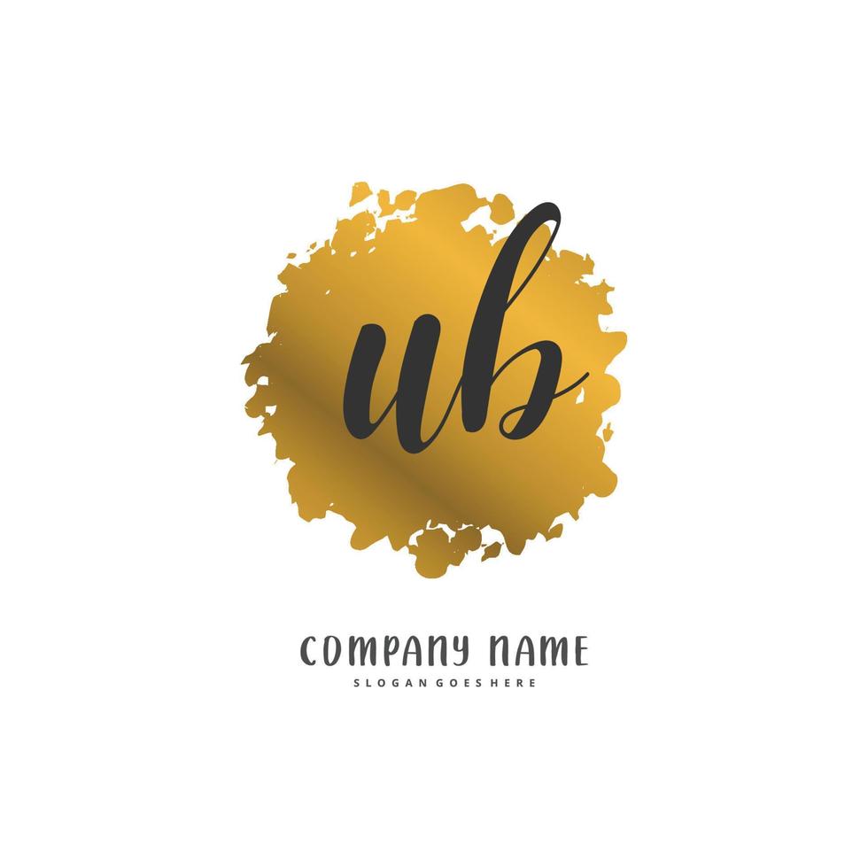 UB Initial handwriting and signature logo design with circle. Beautiful design handwritten logo for fashion, team, wedding, luxury logo. vector