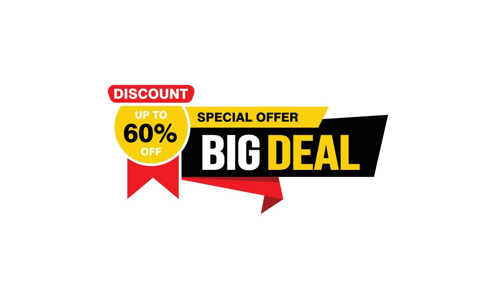 60 Percent BIG DEAL offer, clearance, promotion banner layout with sticker style. vector