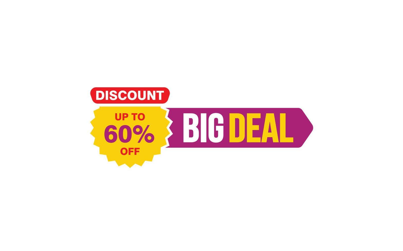 60 Percent BIG DEAL offer, clearance, promotion banner layout with sticker style. vector