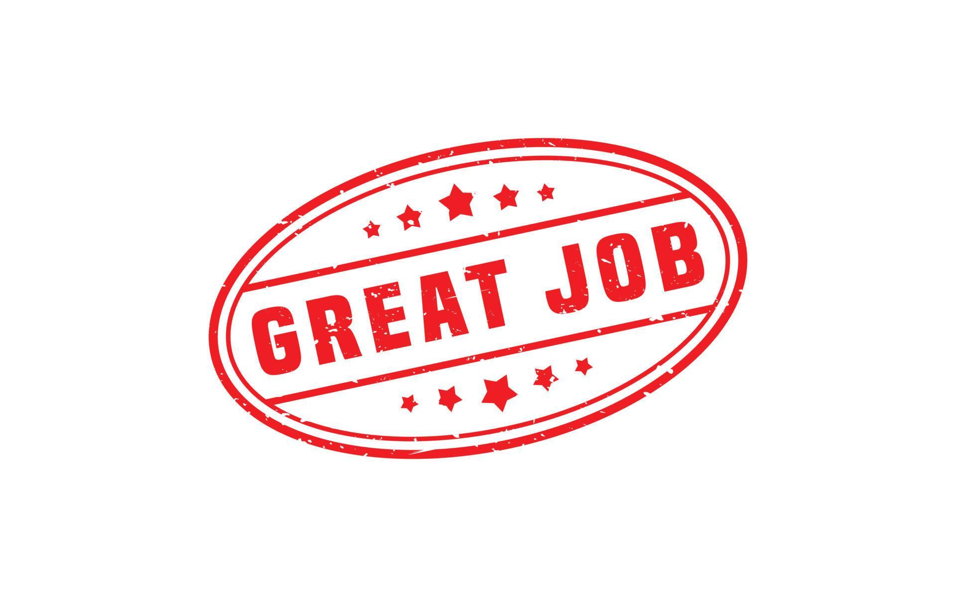 GREAT JOB rubber stamp with grunge style on white background 17070116