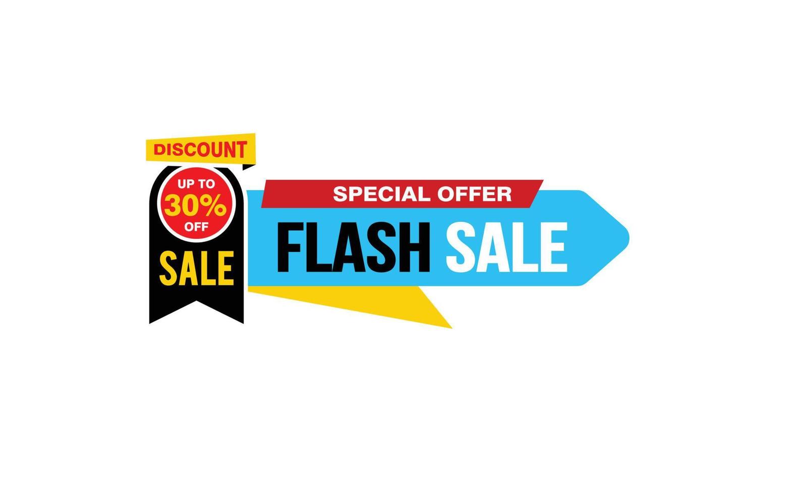 30 Percent FLASH SALE offer, clearance, promotion banner layout with sticker style. vector