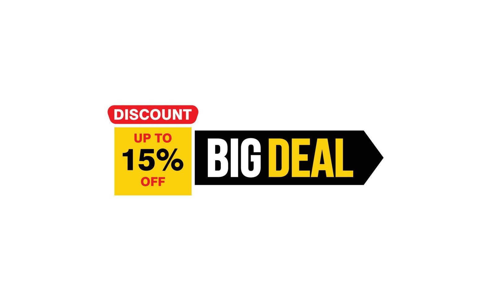 15 Percent BIG DEAL offer, clearance, promotion banner layout with sticker style. vector