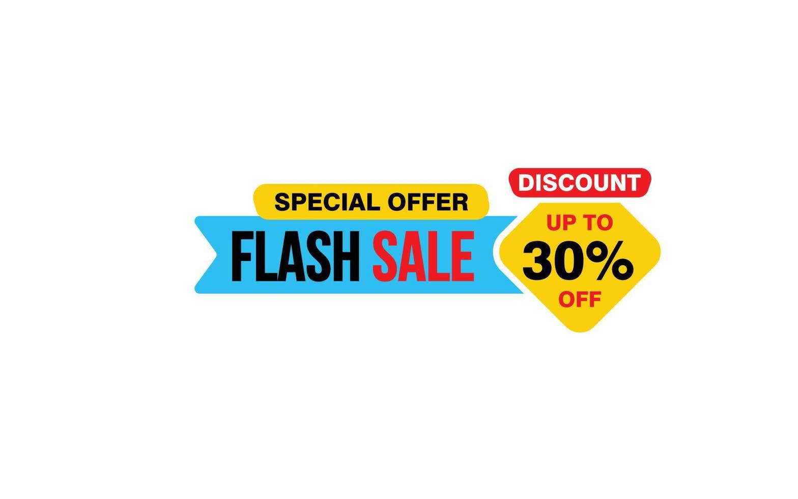 30 Percent FLASH SALE offer, clearance, promotion banner layout with sticker style. vector