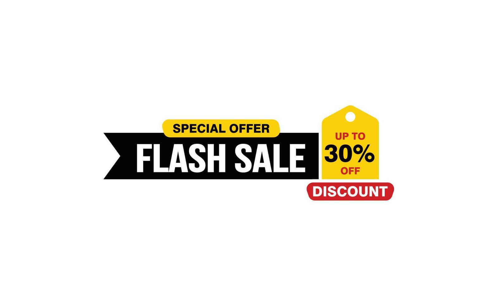 30 Percent FLASH SALE offer, clearance, promotion banner layout with sticker style. vector