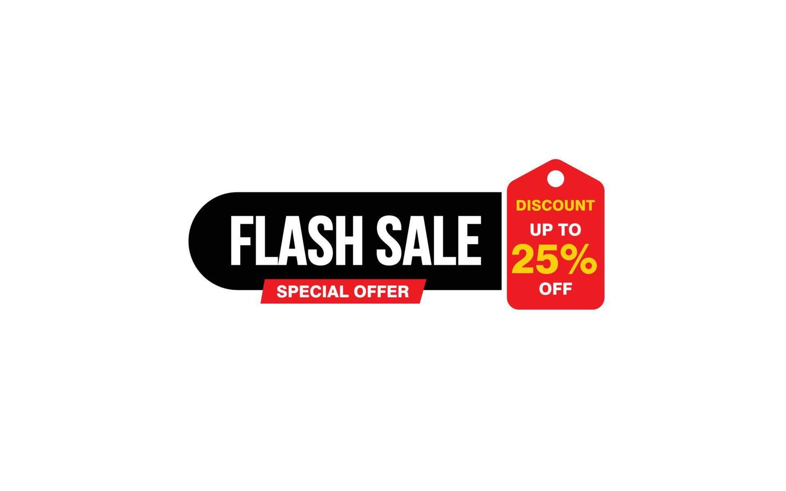 25 Percent FLASH SALE offer, clearance, promotion banner layout with sticker style. vector
