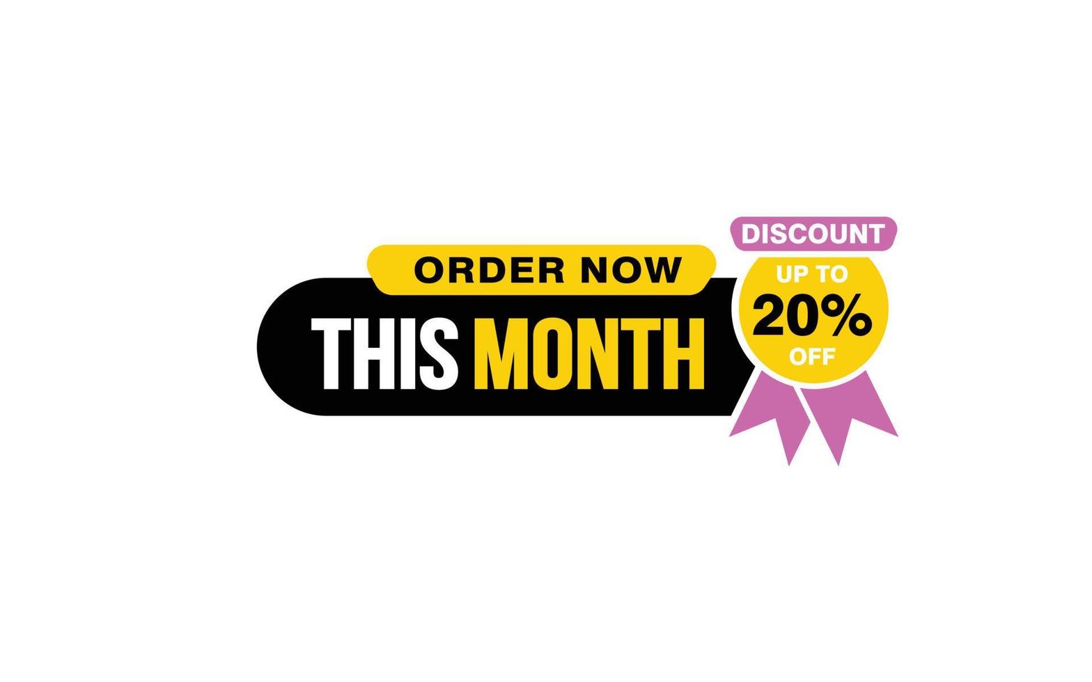 20 Percent THIS MONTH offer, clearance, promotion banner layout with sticker style. vector