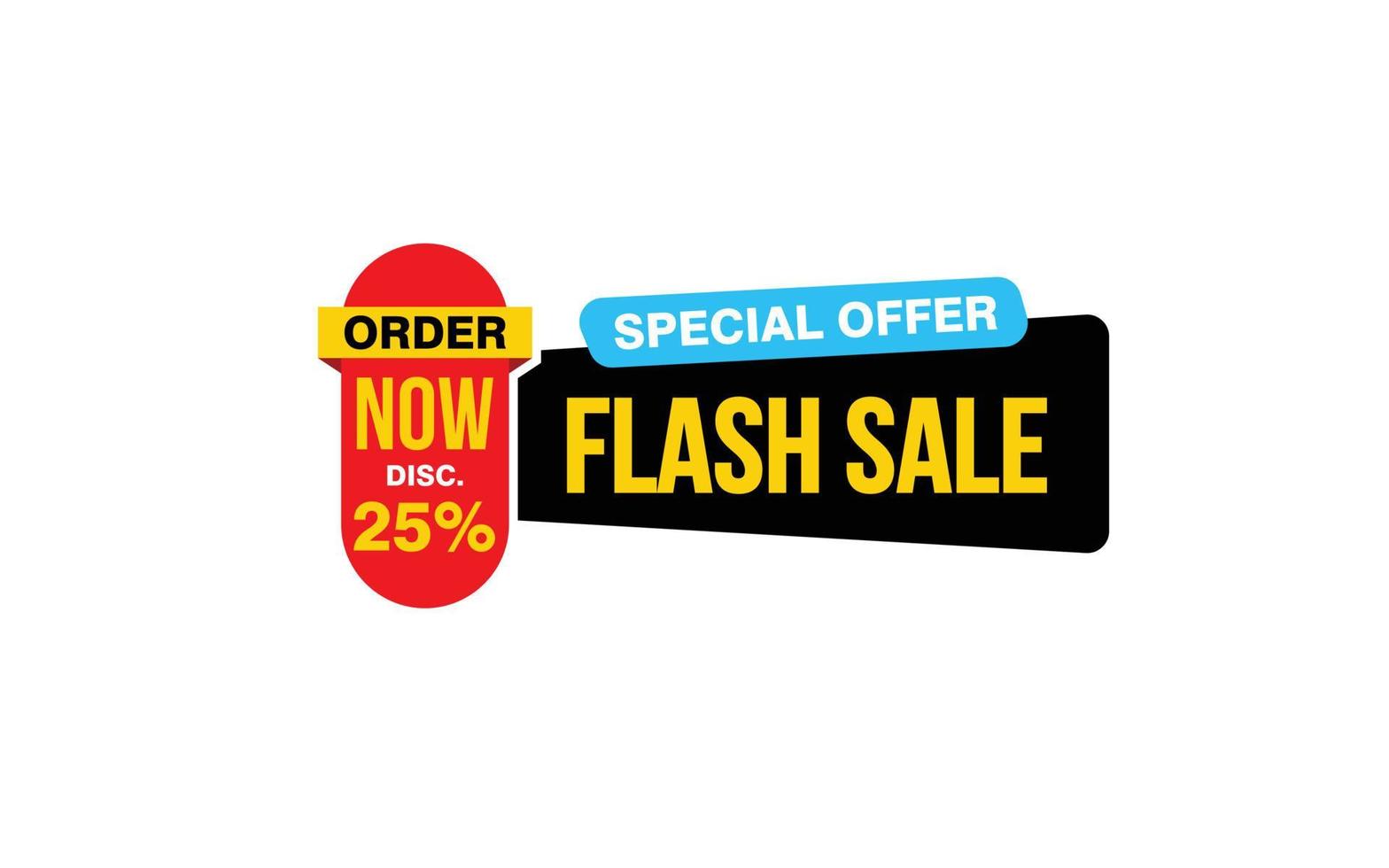 25 Percent FLASH SALE offer, clearance, promotion banner layout with sticker style. vector