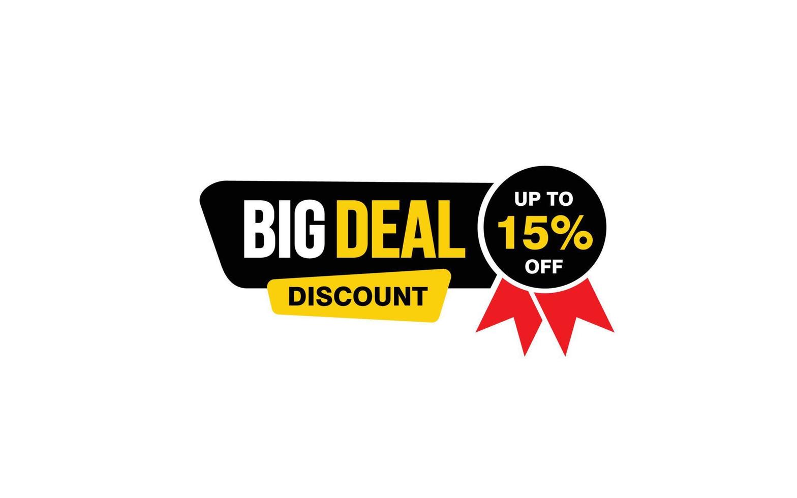 15 Percent BIG DEAL offer, clearance, promotion banner layout with sticker style. vector