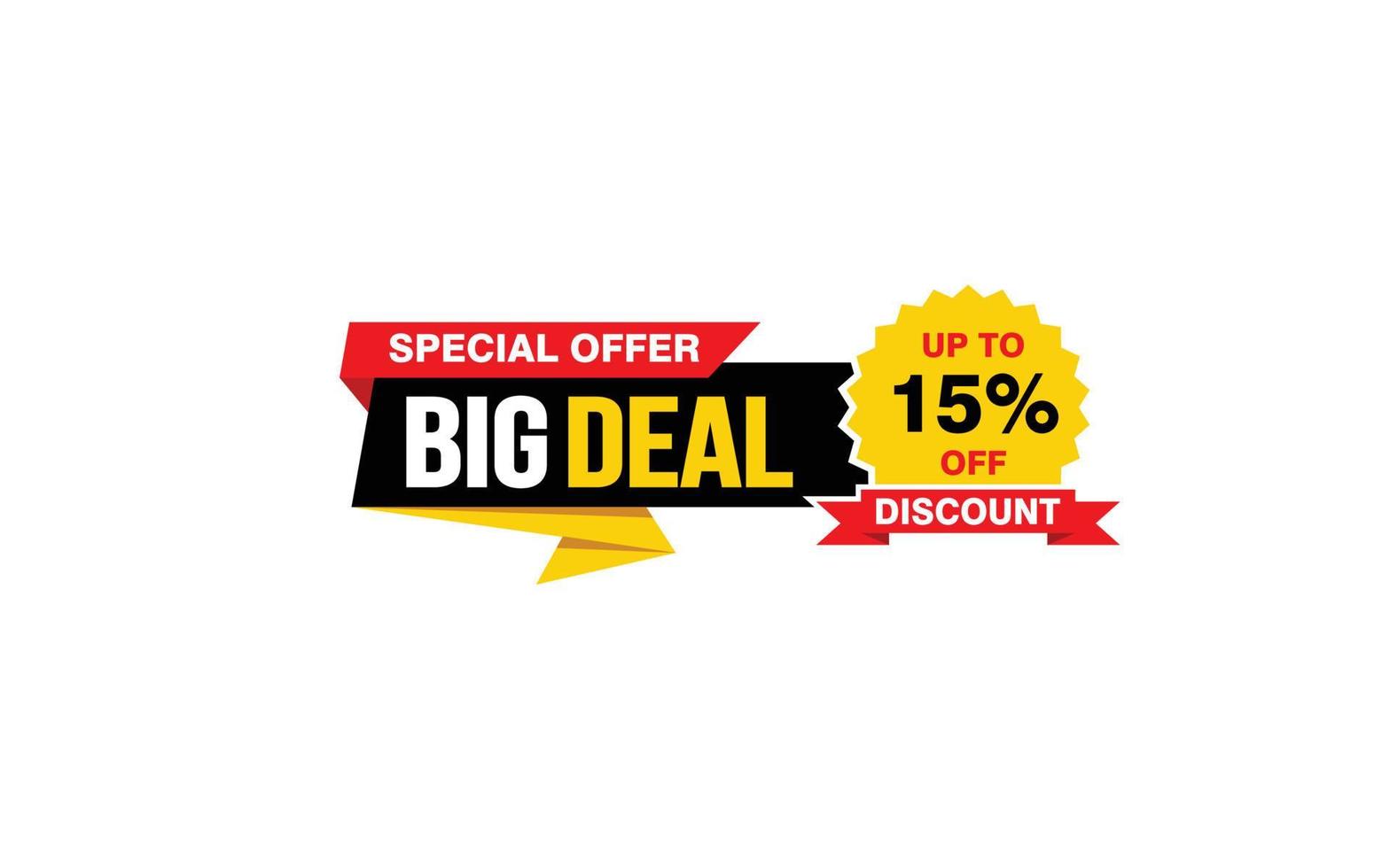 15 Percent BIG DEAL offer, clearance, promotion banner layout with sticker style. vector