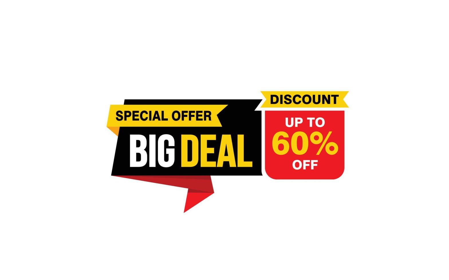 60 Percent BIG DEAL offer, clearance, promotion banner layout with sticker style. vector