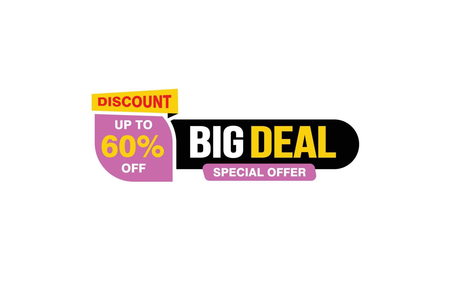 60 Percent BIG DEAL offer, clearance, promotion banner layout with sticker style. vector