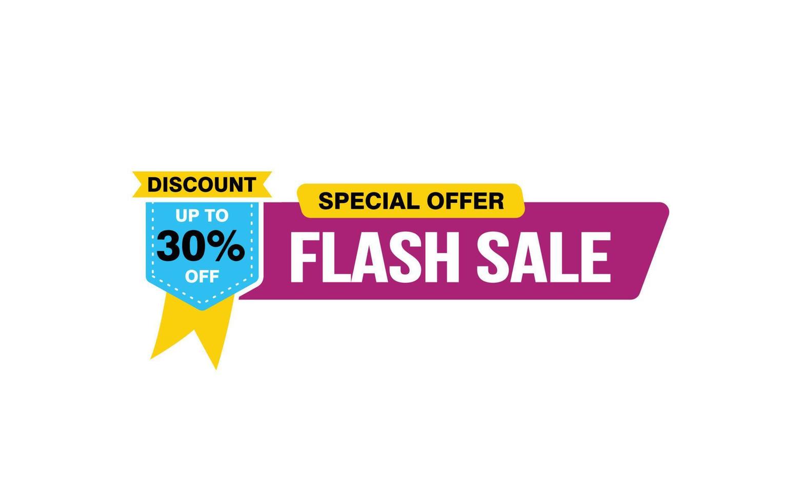 30 Percent FLASH SALE offer, clearance, promotion banner layout with sticker style. vector