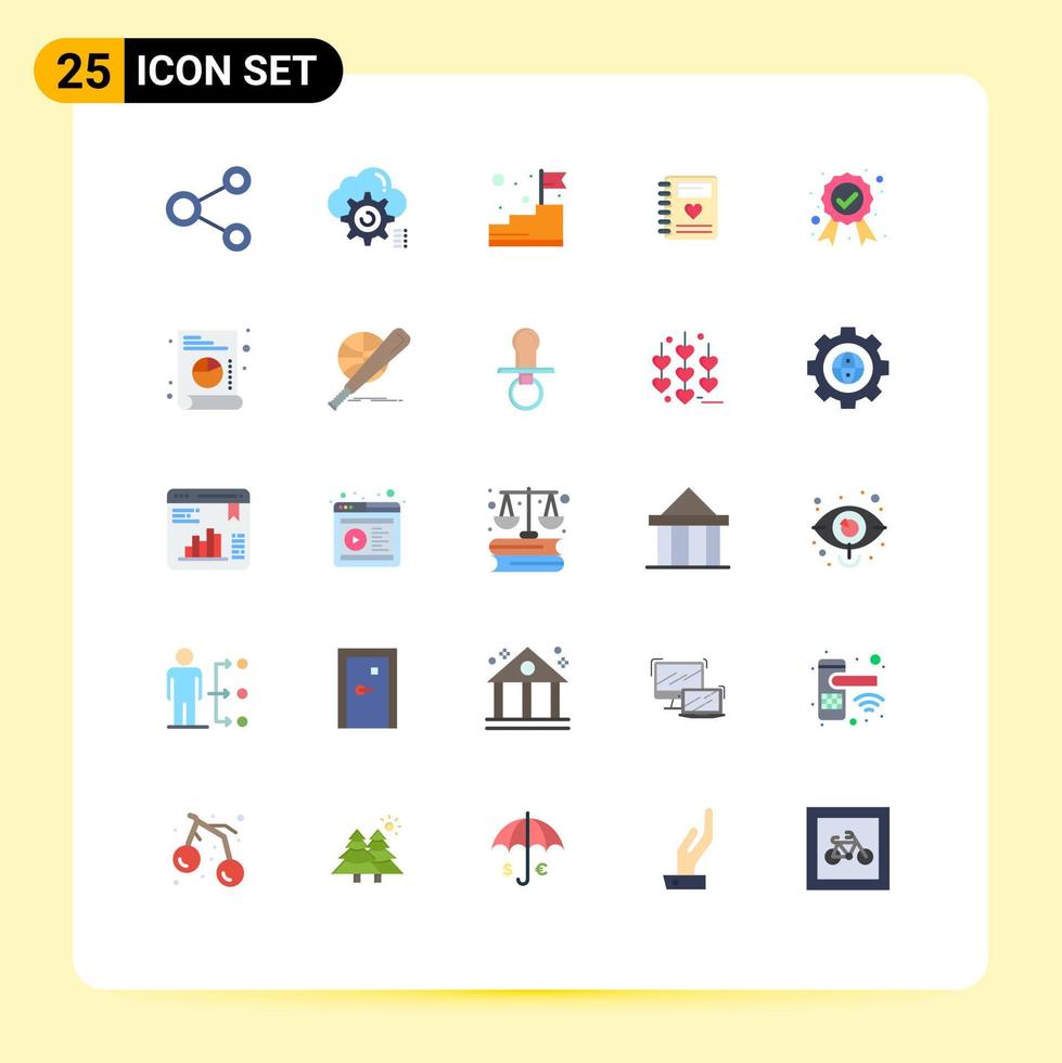 25 Creative Icons Modern Signs and Symbols of heart notebook computing stairs flag Editable Vector Design Elements