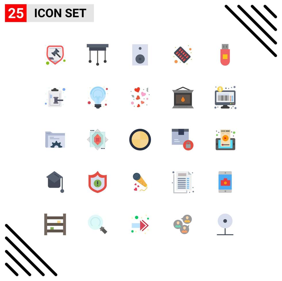 Set of 25 Modern UI Icons Symbols Signs for medicine medical interior capsule speaker Editable Vector Design Elements