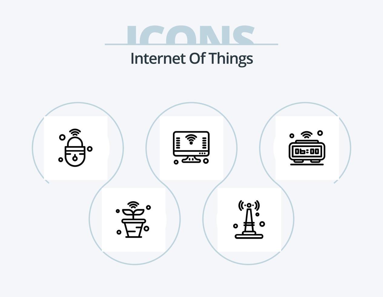 Internet Of Things Line Icon Pack 5 Icon Design. wifi. internet of things. alarm. internet. wifi vector