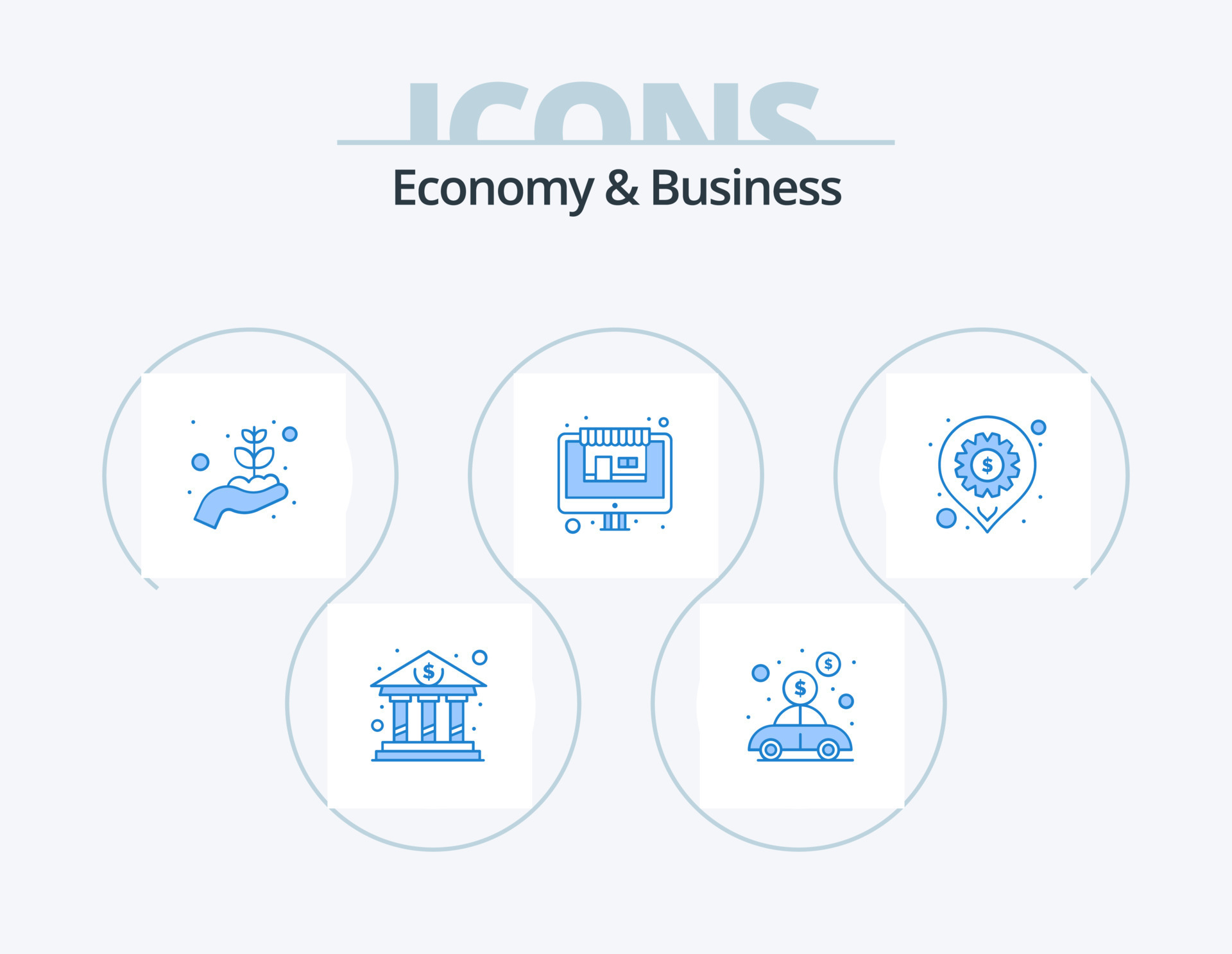 Economy And Business Blue Icon Pack 5 Icon Design. development. store