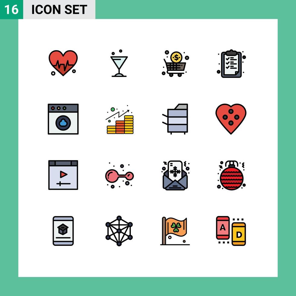 paquete de iconos de vectores de stock de 16 signos y símbolos de línea para elementos de diseño de vectores creativos editables de la escuela de aplicación de tienda en la nube de análisis