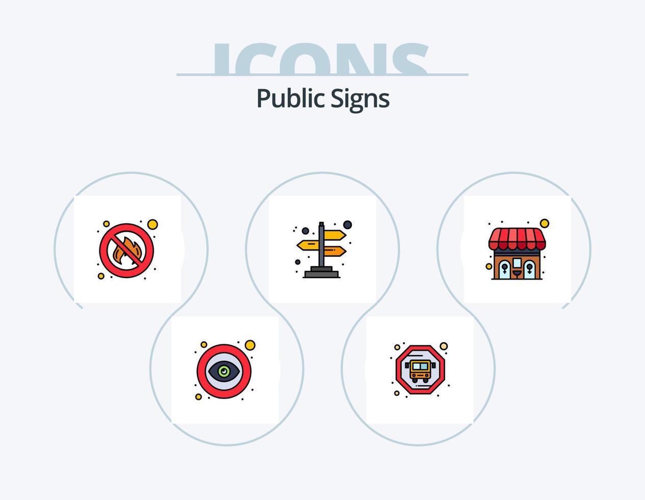 Public Signs Line Filled Icon Pack 5 Icon Design. bus. signs. vehicle. service. place vector