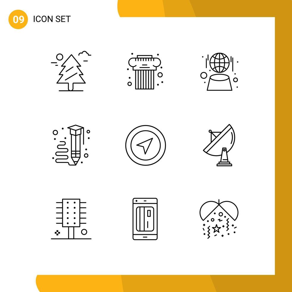 9 Creative Icons Modern Signs and Symbols of location pencil digital learning art Editable Vector Design Elements