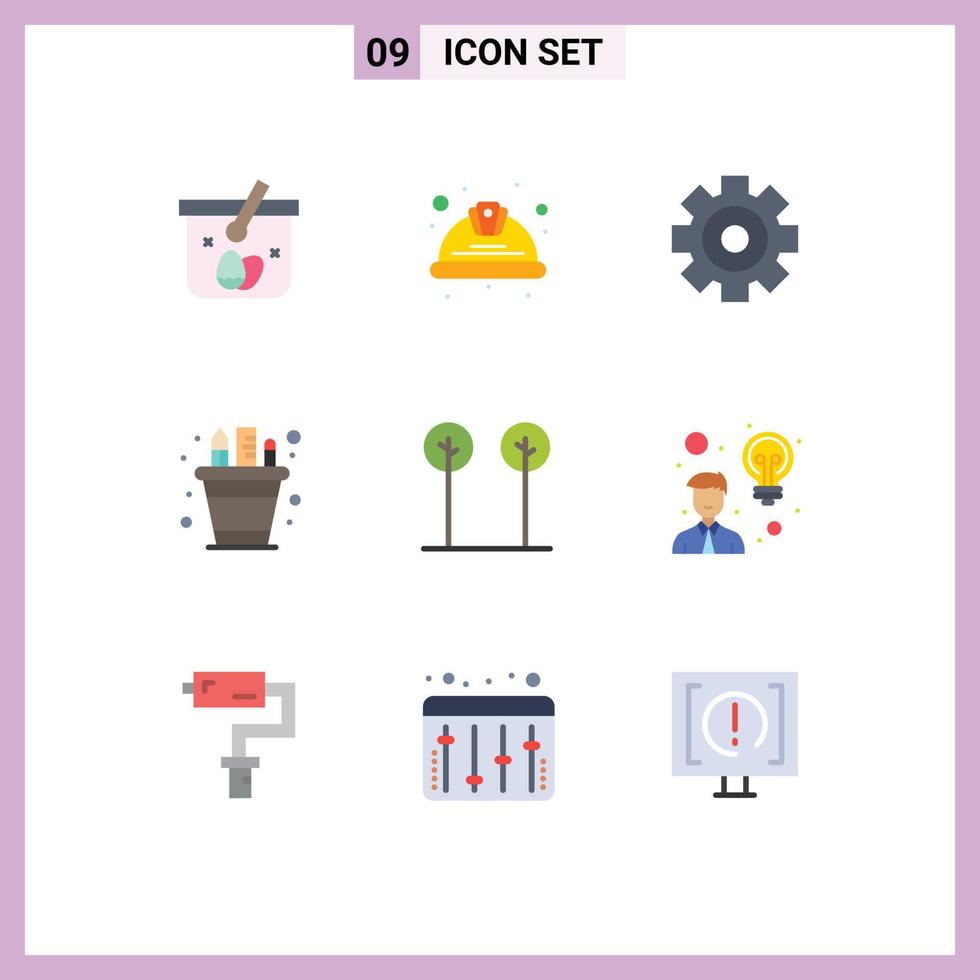 9 Universal Flat Colors Set for Web and Mobile Applications pot pencil safety pen multimedia Editable Vector Design Elements