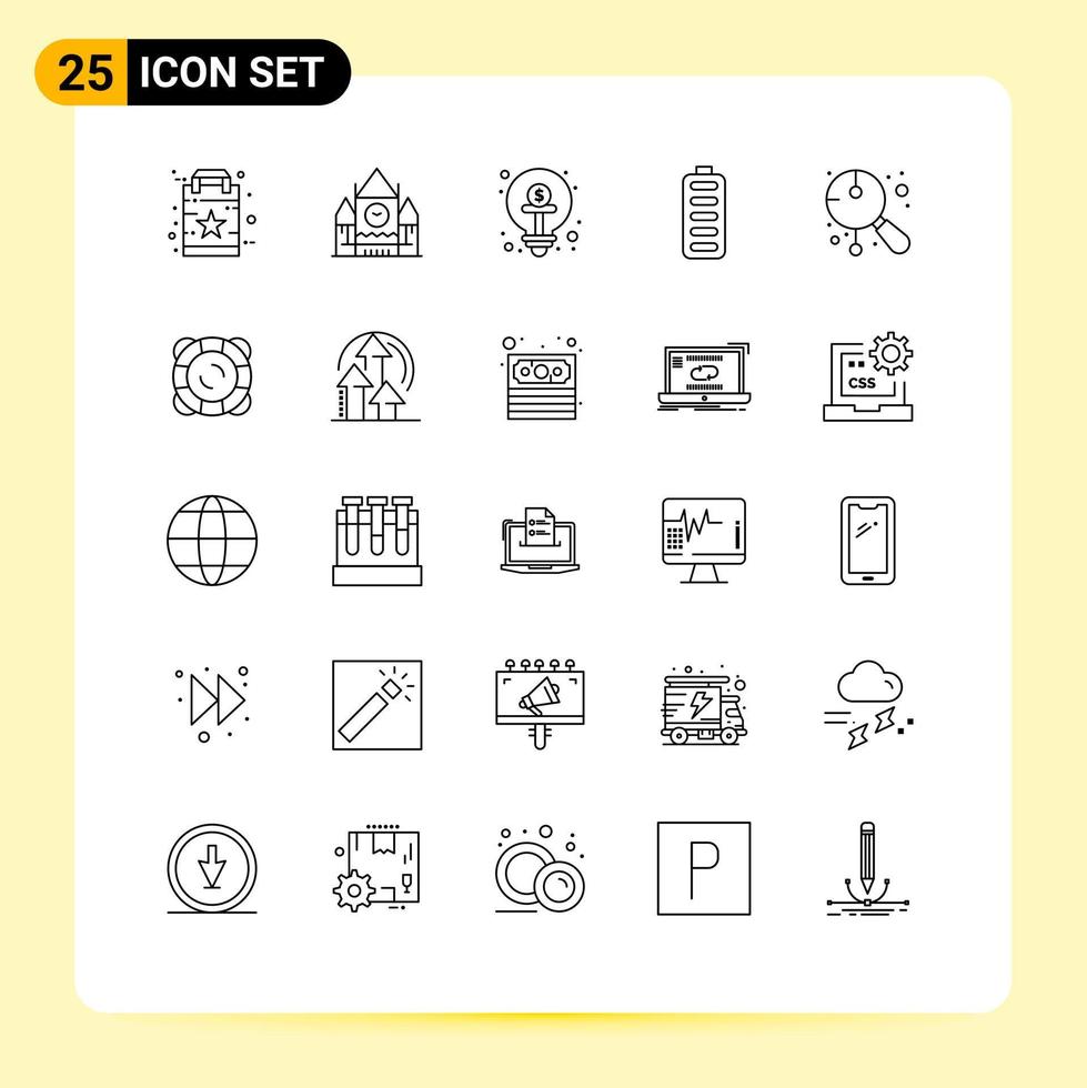 Modern Set of 25 Lines and symbols such as asian charging business battery idea Editable Vector Design Elements