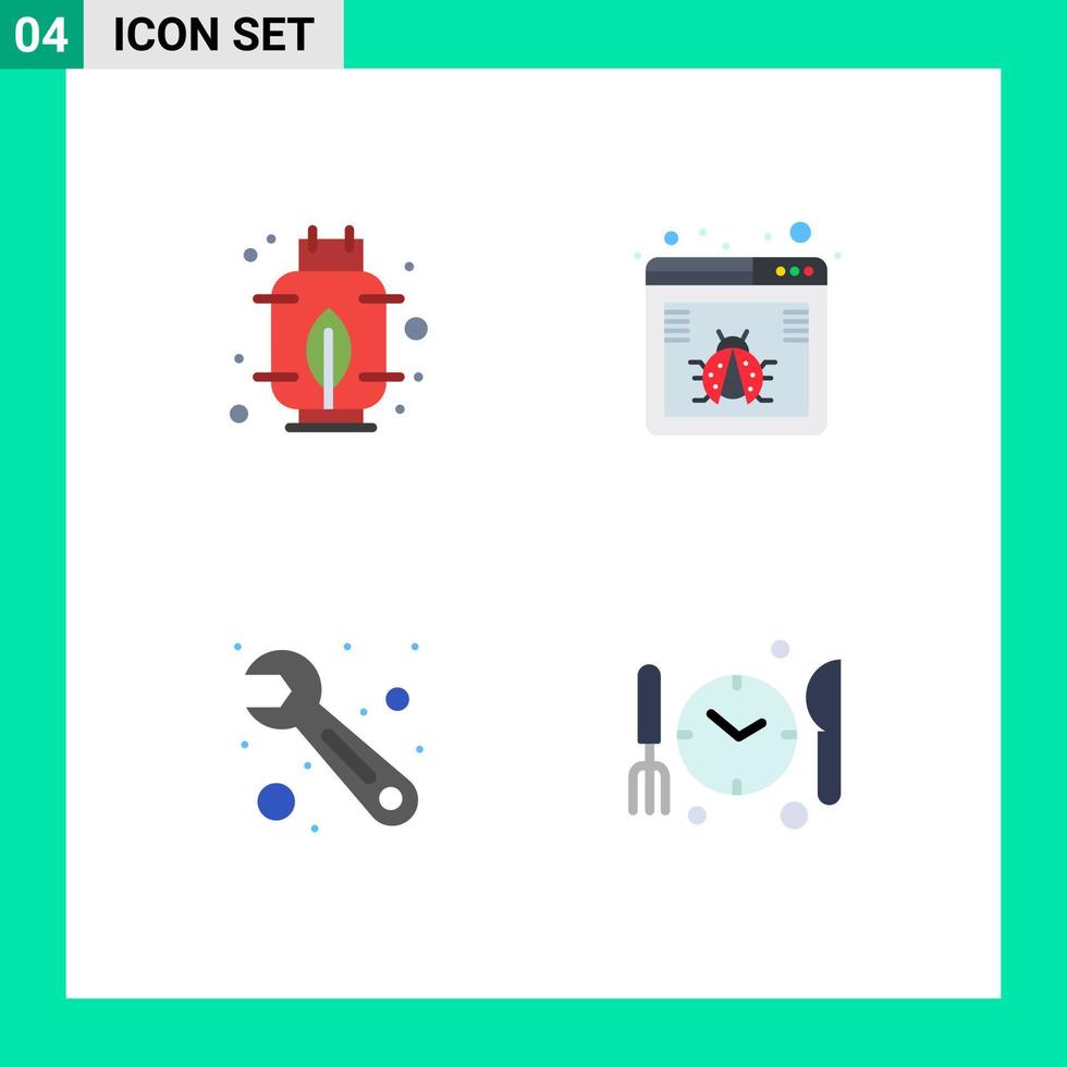 4 Universal Flat Icon Signs Symbols of energy wrench browser web dnner Editable Vector Design Elements