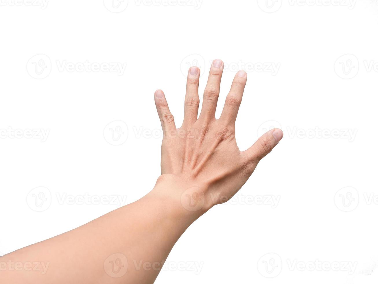 Close up man hand isolated white photo