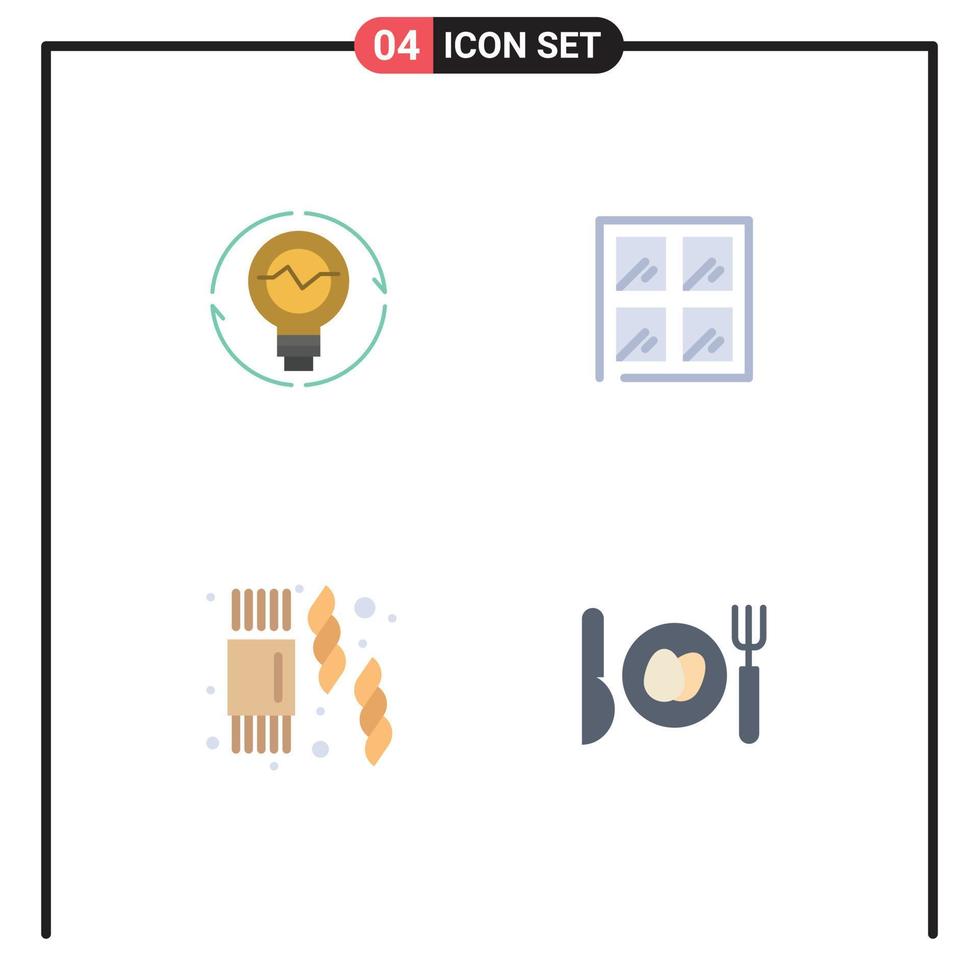 Group of 4 Flat Icons Signs and Symbols for bulb building idea lightbulb sweet Editable Vector Design Elements