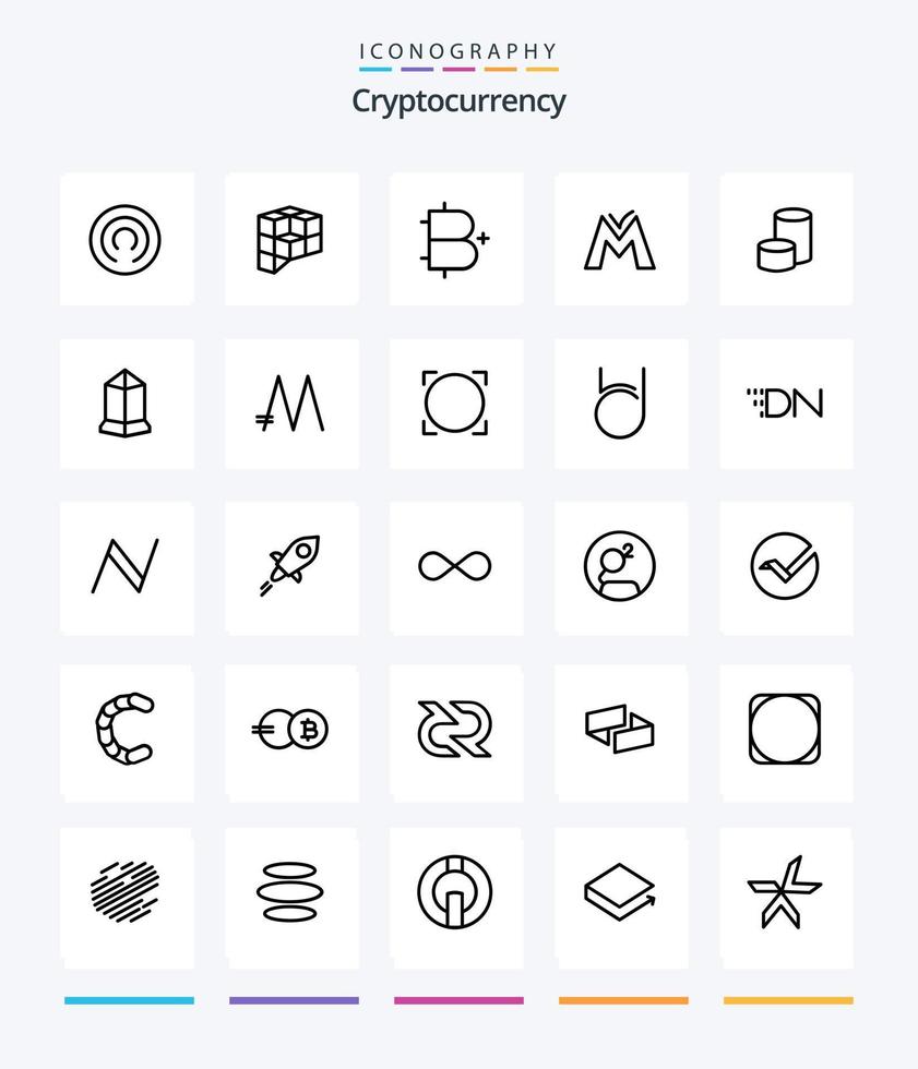 Creative Cryptocurrency 25 OutLine icon pack  Such As coin . . crypto currency. plus. coin vector