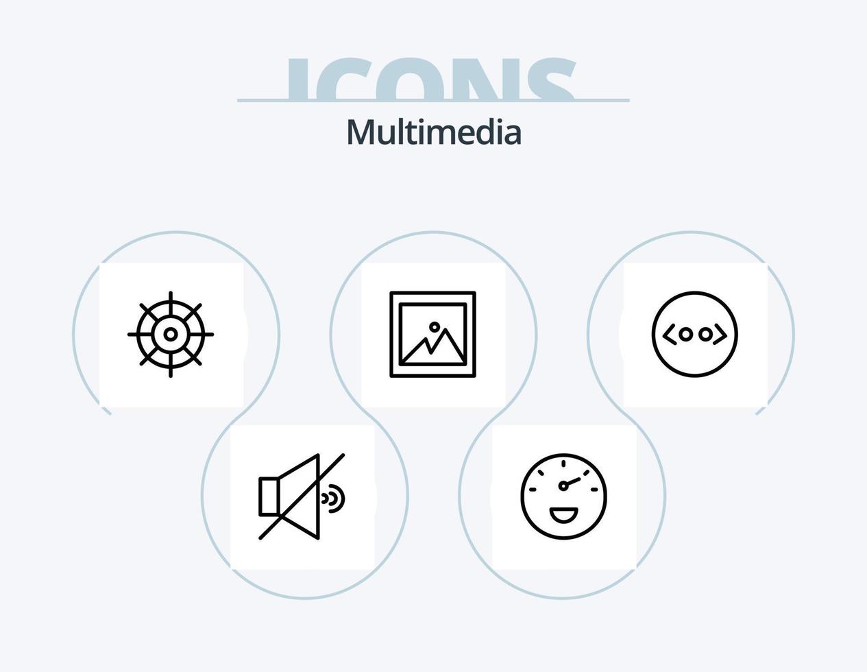 paquete de iconos de línea multimedia 5 diseño de iconos. . html . banda vector