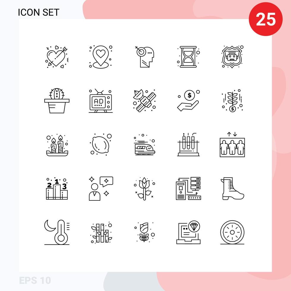 Stock Vector Icon Pack of 25 Line Signs and Symbols for web internet bot arrow time efficiency Editable Vector Design Elements