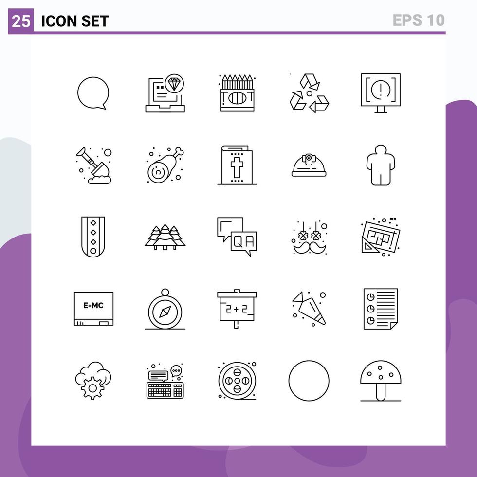 25 Thematic Vector Lines and Editable Symbols of green environment back to school ecology education Editable Vector Design Elements