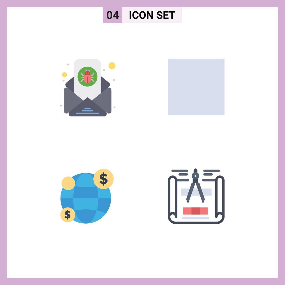 paquete de 4 signos y símbolos de iconos planos modernos para medios de impresión web, como inversión de letras de diseño de ingeniería de errores 5 elementos de diseño de vectores editables