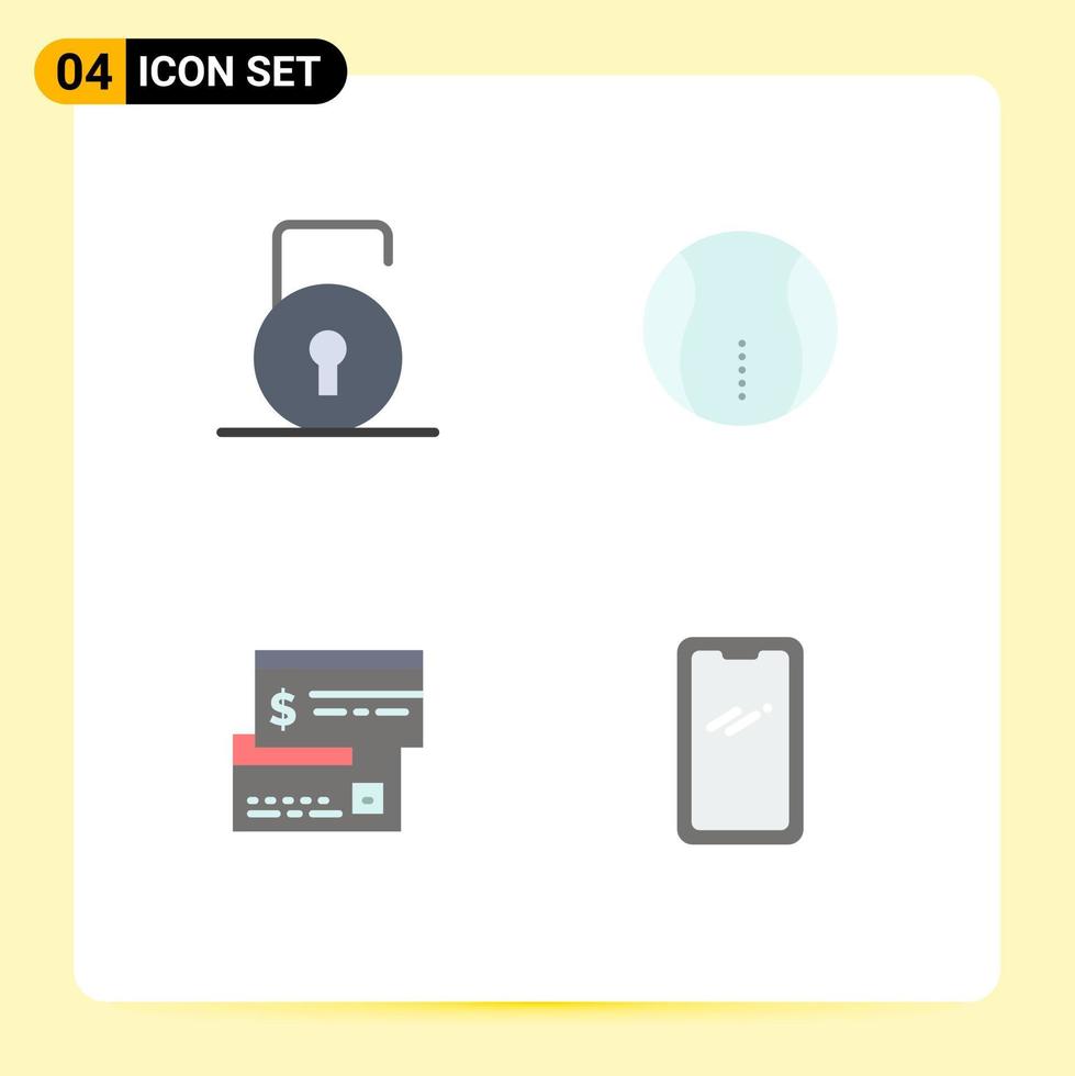 User Interface Pack of 4 Basic Flat Icons of key card security sport debit Editable Vector Design Elements