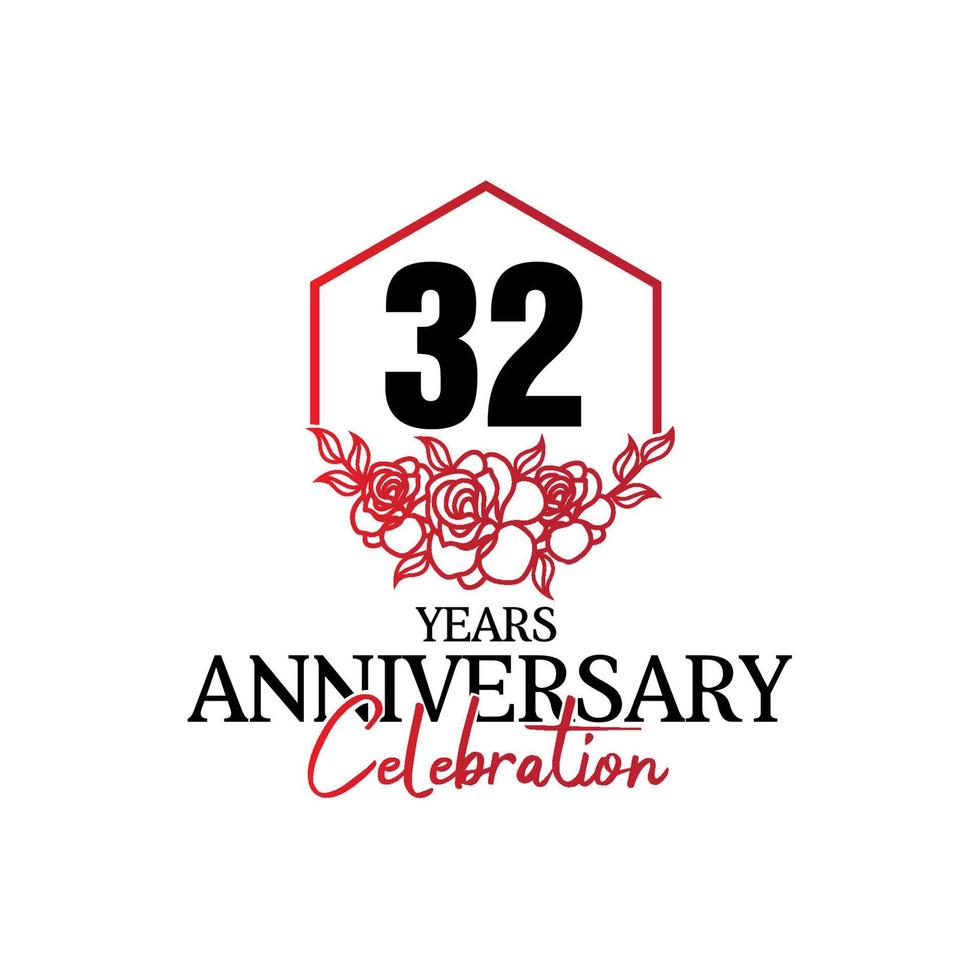 32 years anniversary logo, luxurious anniversary vector design celebration