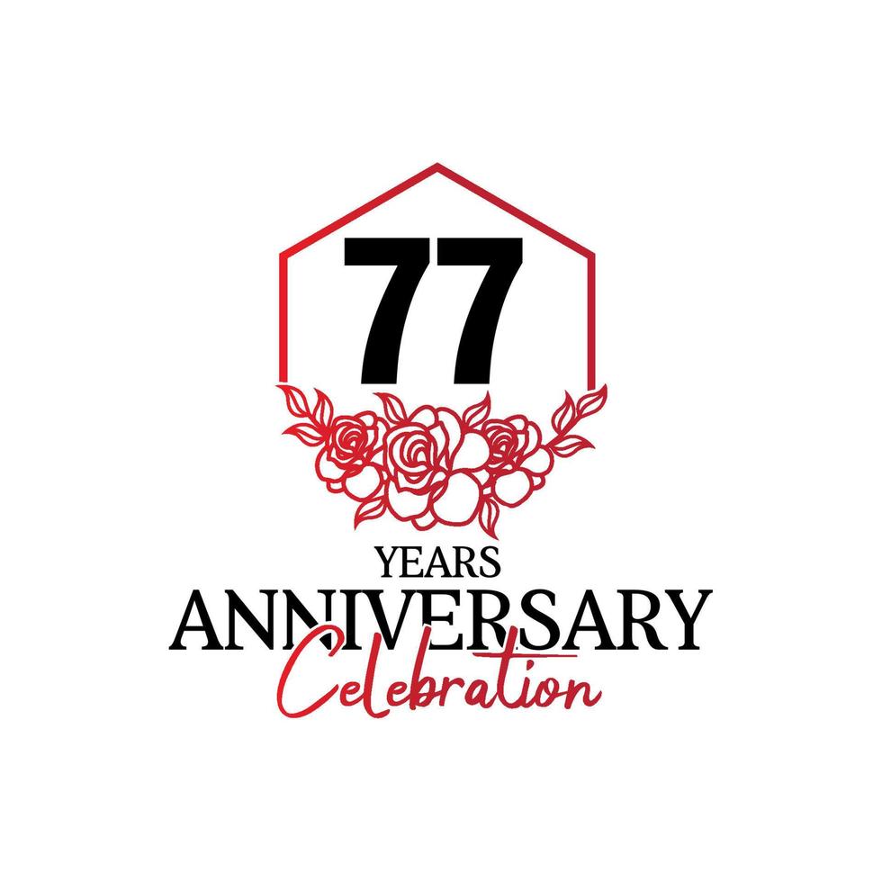 77 years anniversary logo, luxurious anniversary vector design celebration