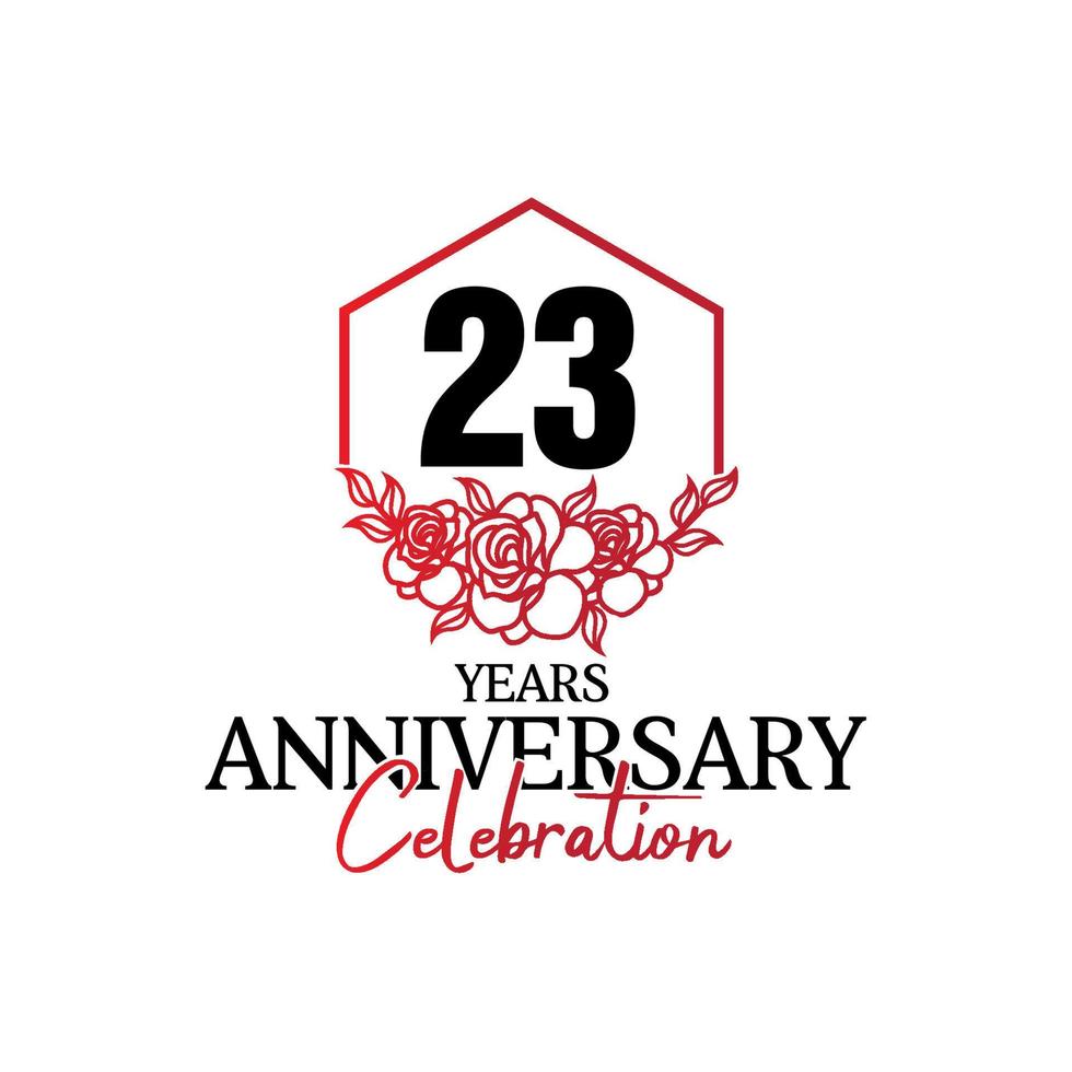 23 years anniversary logo, luxurious anniversary vector design celebration