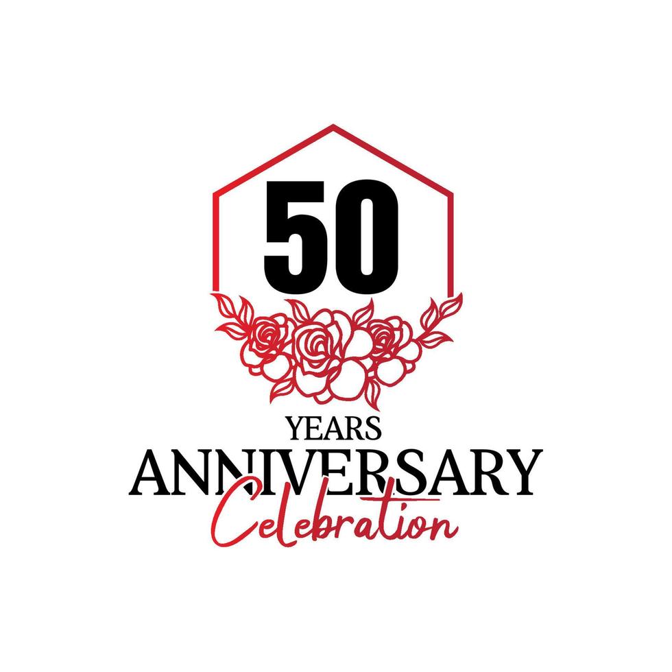 50 years anniversary logo, luxurious anniversary vector design celebration