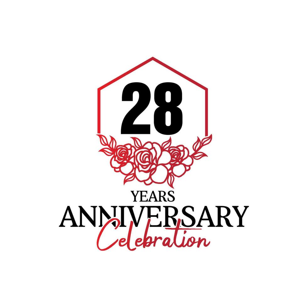 28 years anniversary logo, luxurious anniversary vector design celebration
