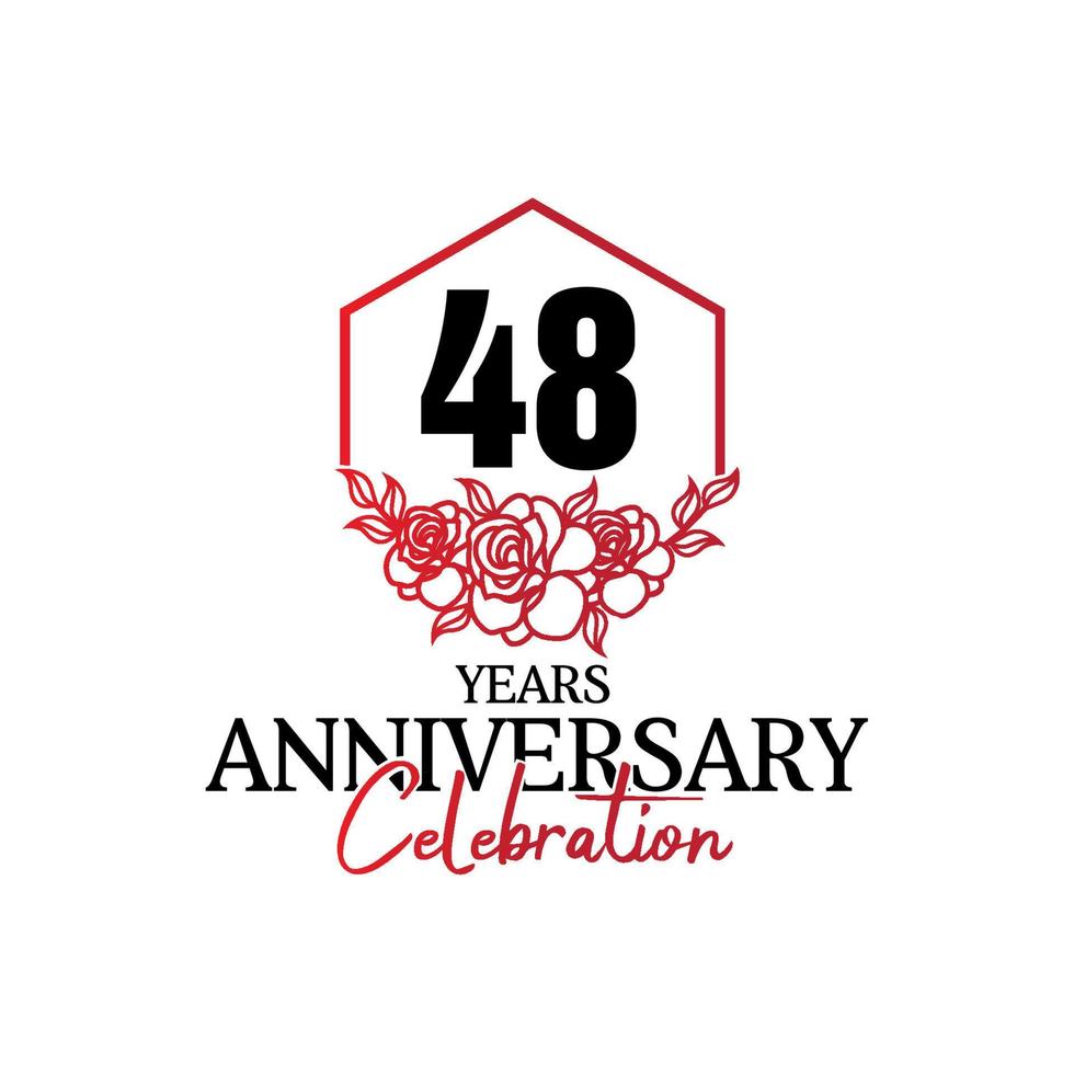 48 years anniversary logo, luxurious anniversary vector design celebration