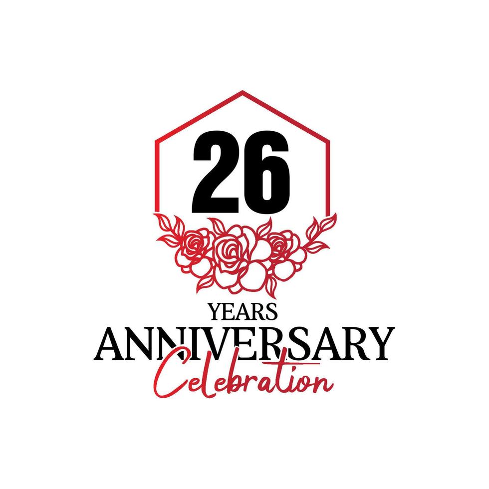 26 years anniversary logo, luxurious anniversary vector design celebration