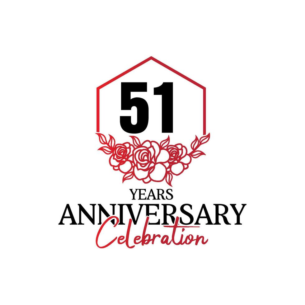 51 years anniversary logo, luxurious anniversary vector design celebration