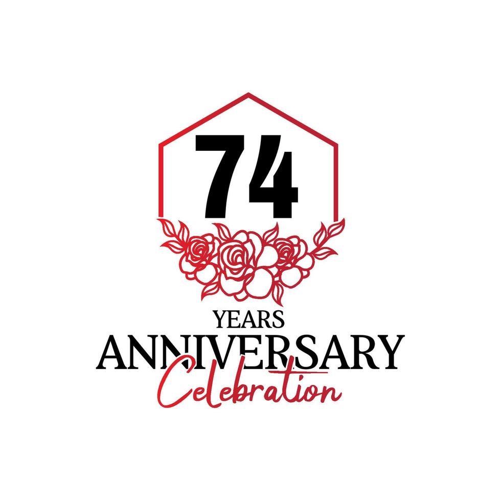 74 years anniversary logo, luxurious anniversary vector design celebration