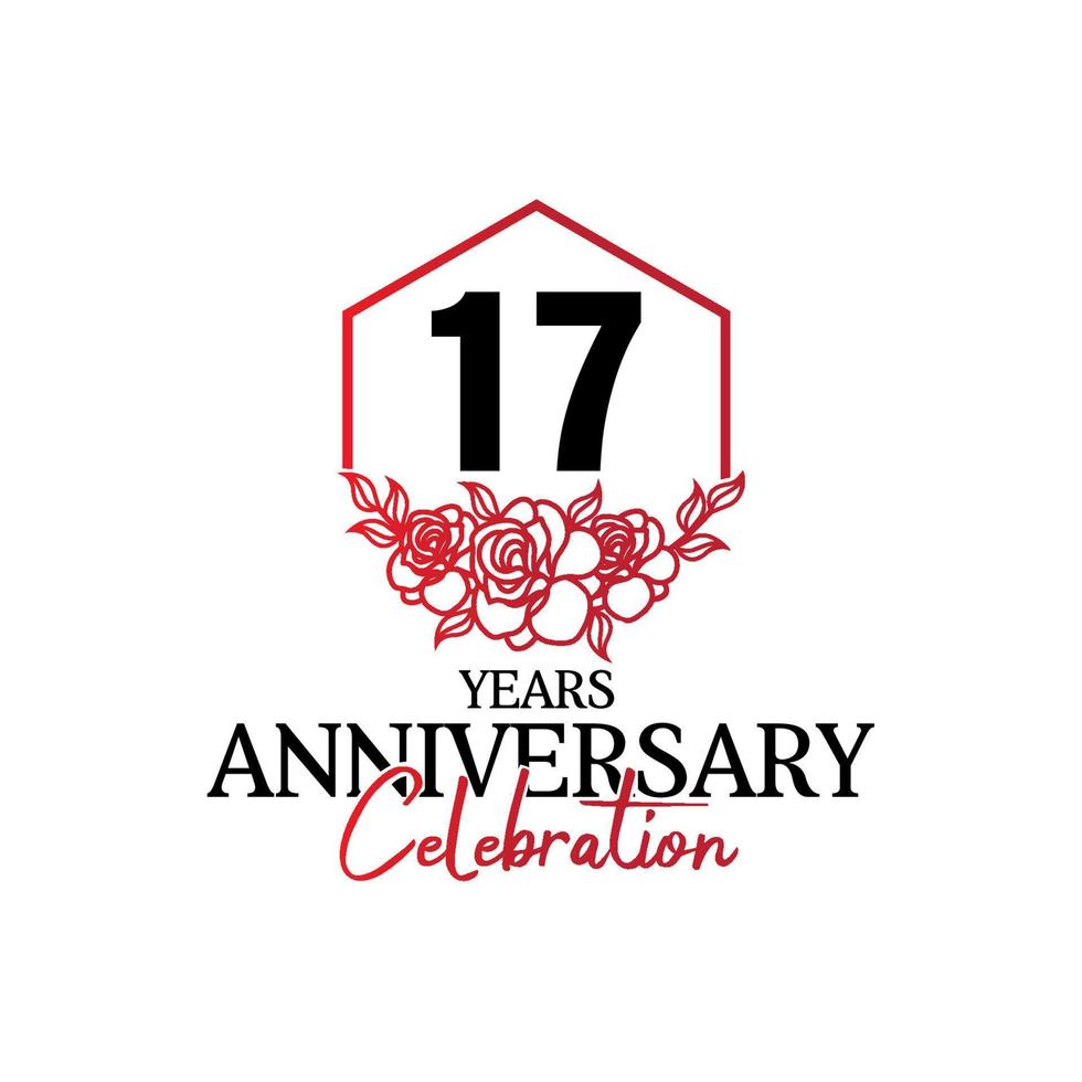 17 years anniversary logo, luxurious anniversary vector design celebration