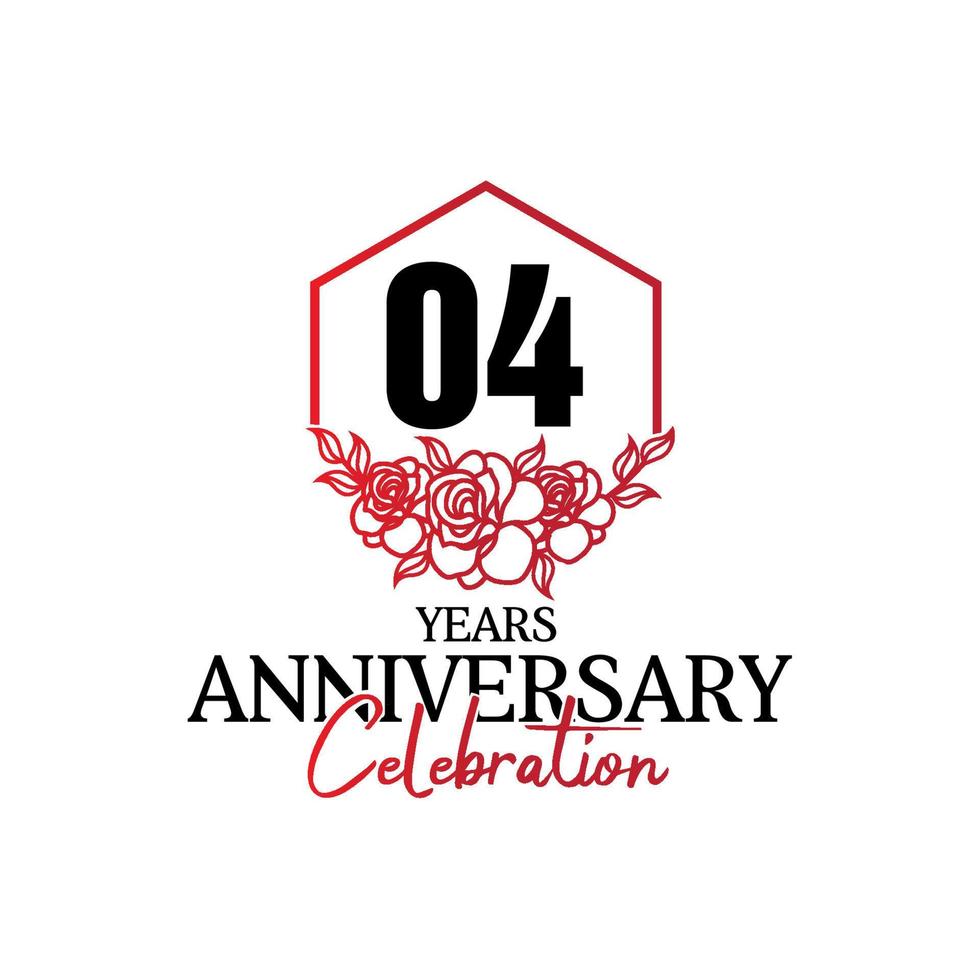 04 years anniversary logo, luxurious anniversary vector design celebration