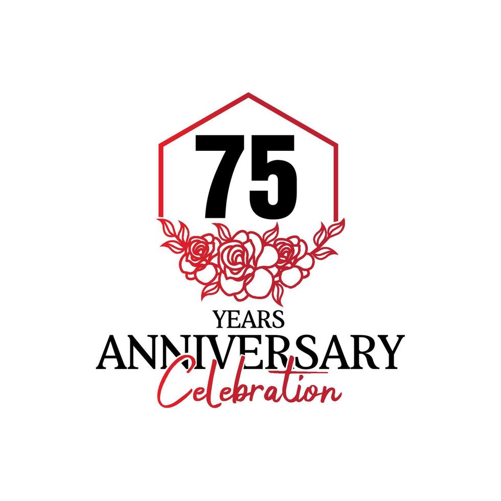 75 years anniversary logo, luxurious anniversary vector design celebration