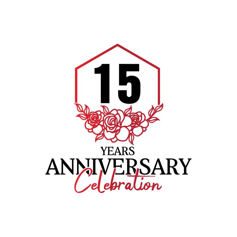 15 years anniversary logo, luxurious anniversary vector design celebration